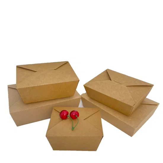 테이크아웃 패스트 푸드 포장 용기 샐러드 상자 레스토랑 뚜껑이 있는 재활용 일회용 갈색 크래프트 종이 도시락 상자